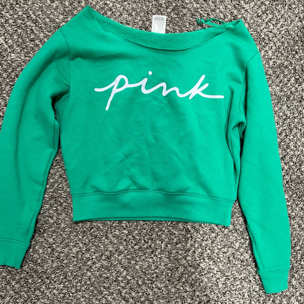 Pink off should sweater